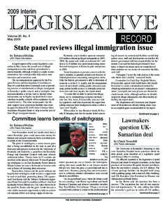 2009 Interim  LEGISLATIVE RECORD  Volume 20, No. 5