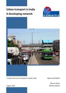 Urban transport in India A developing network A state of the art of transport in Indian cities  Report by CODATU
