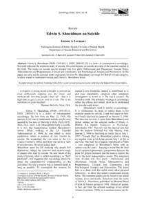 Suicidology / Health / Norman Farberow / Sociology / Medicine / International Association for Suicide Prevention / Suicidal ideation / Suicide prevention / Suicide / Edwin S. Shneidman