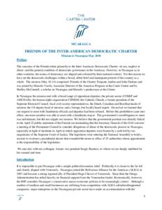 NICARAGUA  FRIENDS OF THE INTER-AMERICAN DEMOCRATIC CHARTER Mission to Nicaragua May[removed]Preface