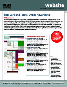 website INTEGRATED MARKETING SOLUTIONS 13 Rate Card and Terms: Online Advertising RFIDJournal.com