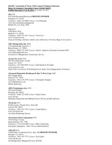 Sheriffs’ Association of Texas, 136th Annual Training Conference Henry B. Gonzalez Convention Center, Exhibit Hall B Exhibit Dates July 27 & 28, 2014 As of July 18, 2015 3M #[removed]North Rosemead Boulevard BRONZE SPON