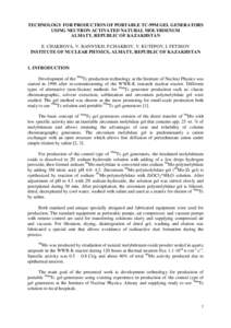 Medical physics / Radiopharmaceuticals / Dosage forms / Laboratory techniques / Technetium-99m / Gel / Column chromatography / Chemistry / Medicine / Chromatography