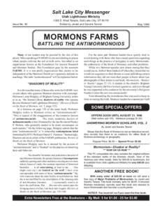 Salt Lake City Messenger Utah Lighthouse Ministry Issue NoS. West Temple, Salt Lake City, UT 84115