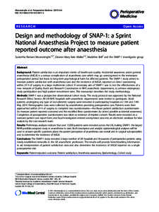 Design and methodology of SNAP-1: a Sprint National Anaesthesia Project to measure patient reported outcome after anaesthesia