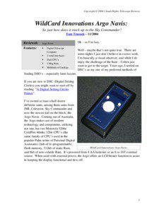 Copyright © 2004 CloudyNights Telescope Reviews  WildCard Innovations Argo Navis: