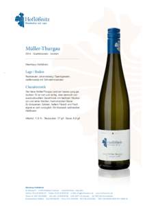 Hoflößnitz  Müller-Thurgau 2014 · Qualitätswein · trocken ...............................................................................................................