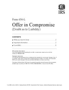 Form 656-L  Offer in Compromise (Doubt as to Liability) CONTENTS ■ What you need to know ................................................................ 2