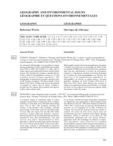 GEOGRAPHY AND ENVIRONMENTAL ISSUES GÉOGRAPHIE ET QUESTIONS ENVIRONNEMENTALES GEOGRAPHY GÉOGRAPHIE