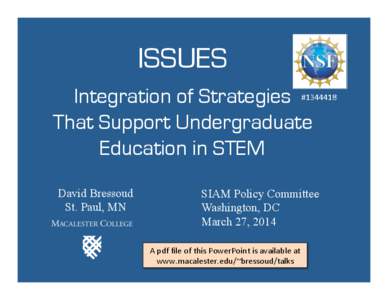 ISSUES Integration of Strategies #[removed]	
  	
   That Support Undergraduate