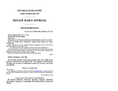 77th[removed]Session Journal - Wednesday), February 20, [removed]SENATE DAILY JOURNAL		THE SEVENTEENTH DAY