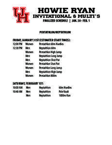 Howie ryan invitational & MuLTi’s FINALIZED SCHEDULE | JAN[removed]FEB. 1 PENTATHLON/HEPTATHLON FRIDAY, JANUARY 31ST (ESTIMATED START TIMES):