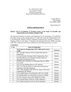 NoS&T Government of India Planning Commission Science and Technology Division  Yojana Bhawan,