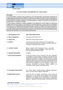 Philanthropy / United Nations Volunteers / Volunteering / Central African Republic / Bangui / United Nations peacekeeping / UNV / Help Afghan School Children Organization / International Year of Volunteers Plus 10 / Peacekeeping / Peace / United Nations