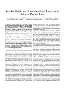 Scalable Prediction of Non-functional Properties in Software Product Lines Norbert Siegmund, Marko Rosenm¨uller Christian K¨astner, Paolo G. Giarrusso Sven Apel, Sergiy S. Kolesnikov University of Magdeburg, Germany  P