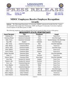 Microsoft Word - MDOC - MSP  Region I 2009 Third Quarter Awards.doc