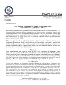 STATE OF IOWA TERRY E. BRANSTAD OFFICE OF DRUG CONTROL POLICY STEVEN F. LUKAN, DIRECTOR