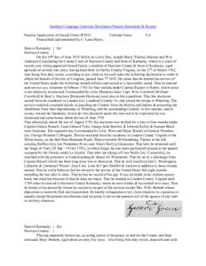 Southern Campaign American Revolution Pension Statements & Rosters Pension Application of Gerard Green W3012 Transcribed and annotated by C. Leon Harris. Verlinda Green