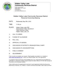 Hidden Valley Lake Community Services DistrictHartmann Road Hidden Valley Lake, CA fax