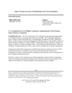 THE UNITED STATES COMMISSION ON CIVIL RIGHTS PPPPPPPPPPPPPPPPPPPPPPPPPPPPPPPPPPPPPPPPPPPPPPPPPPPPPPPPPPPPPPPPPPPPPPPPPPPPPP PPPPPPPPPPPPPPPPP PRESS RELEASE September 16, 2010