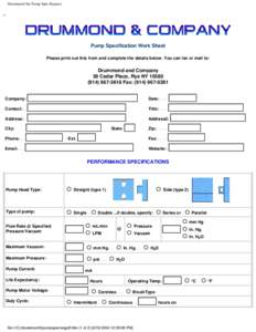 Drummond Inc Pump Spec Request