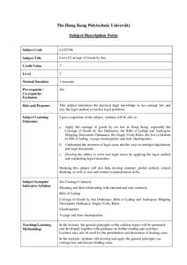The Hong Kong Polytechnic University Subject Description Form Subject Code LGT2506