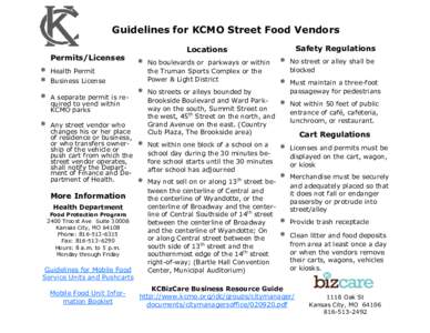 Guidelines for KCMO Street Food Vendors Permits/Licenses   