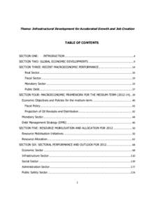 Theme: Infrastructural Development for Accelerated Growth and Job Creation  TABLE OF CONTENTS SECTION ONE: