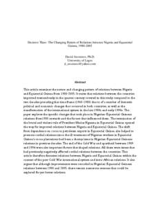 Decisive Thaw: The Changing Pattern of Relations between Nigeria and Equatorial Guinea, [removed]