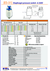 [ES-31]  Diaphragm pressure switch ≤ 250V