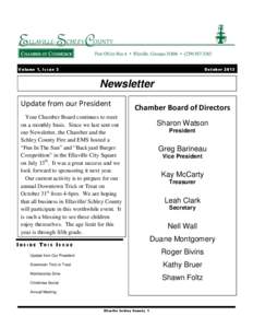 Volume 1, Issue 3  October 2013 Newsletter Update from our President