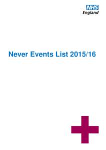 National Health Service / NHS England / Anesthesia / Hospice / Patient safety / Never events / National Institute for Health and Clinical Excellence / General anaesthesia / NHS foundation trust / Medicine / Health / Medical terms