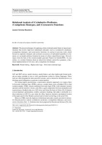 Noname manuscript No. (will be inserted by the editor) Relational Analysis of (Co)inductive Predicates, (Co)algebraic Datatypes, and (Co)recursive Functions Jasmin Christian Blanchette