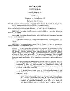 PUBLIC ACTS, 1999 CHAPTER NO. 438 SENATE BILL NO. 97 By Springer Substituted for: House Bill No. 378 By Kernell, Garrett, Brooks