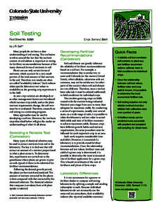 Soil Testing Fact Sheet No.	[removed]Crop Series|Soil  by J.R. Self*