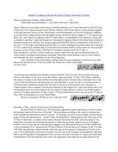 Southern Campaign American Revolution Pension Statements & Rosters Pension Application of Henry Aldred S44291 VA Transcribed and annotated by C. Leon Harris. Revised 11 June[removed]Henry Aldred a private soldier in the ar