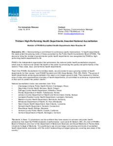 Public Health Accreditation Board 1600 Duke St., Suite 200 Alexandria, VA4549, www.phaboard.org  	
  