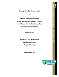 Finding of No Significant Impact for Samson Resources Company Oil and Gas Field Development Program in and Adjacent to the Hornbuckle Field Converse County, Wyoming