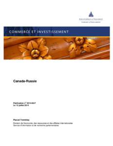 Canada-Russie  Publication no[removed]F Le 15 juillet[removed]Pascal Tremblay