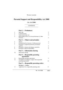 Western Australia  Parental Support and Responsibility Act[removed]No. 14 of[removed]CONTENTS