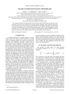 PHYSICAL REVIEW E 90, Dynamics of random neural networks with bistable units M. Stern,1,4,* H. Sompolinsky,1,2,3 and L. F. Abbott4,5 1