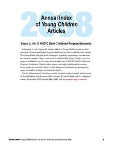 2008 Annual Index of Young Children Articles  Keyed to the 10 NAEYC Early Childhood Program Standards