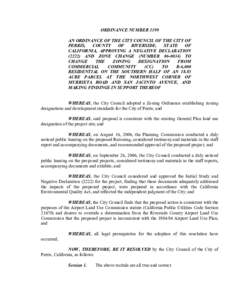 ORDINANCE NUMBER 1199  AN ORDINANCE OF THE CITY COUNCIL OF THE CITY OF  PERRIS,  COUNTY  OF  RIVERSIDE,  STATE  OF  CALIFORNIA,  APPROVING  A  NEGATIVE  DECLARATION  (2222)  AND  ZONE  CHANGE 