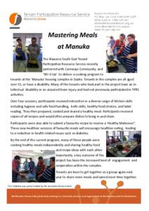 Mastering Meals at Manuka The Illawarra South East Tenant Participation Resource Service recently partnered with Careways Community, and ‘Stir it Up’ to deliver a cooking program to