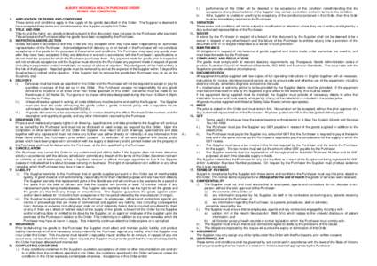 ALBURY WODONGA HEALTH PURCHASE ORDER TERMS AND CONDITIONS 1. 2.