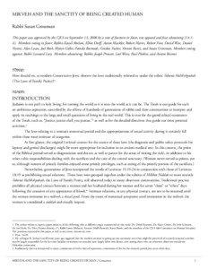 MIKVEH AND THE SANCTITY OF BEING CREATED HUMAN Rabbi Susan Grossman This paper was approved by the CJLS on September 13, 2006 by a vote of fourteen in favor, one opposed and four abstaining[removed]Members voting in favor: Rabbis Kassel Abelson, Elliot Dorff, Aaron Mackler, Robert Harris, Robert Fine, David Wise, Daniel