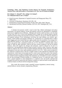 Technology, Policy And Population Growth Impacts On Economic Performance, Nutrient Flows And Soil Erosion At Watershed Level: The Case Of Ginchi In Ethiopia B.N. Okumua, N. Russell*b, M.A. Jabbarc, D. Colmanb, M A Mohame