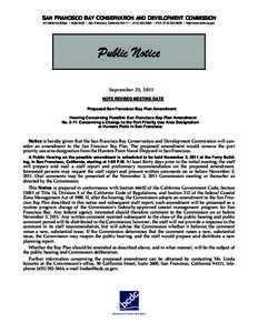 SAN FRANCISCO BAY CONSERVATION AND DEVELOPMENT COMMISSION 50 California Street • Suite 2600 • San Francisco, California 94111 • ([removed] • FAX: ([removed] • http://www.bcdc.ca.gov Public Notice Septem