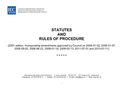 Commission Electrotechnique Internationale International Electrotechnical Commission STATUTES AND RULES OF PROCEDURE