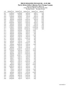 PRICES REALIZED FOR SALE[removed] The Dr. Robert LeBow Collection, Part 1: Foreign Countries Robert A. Siegel Auction Galleries, Inc. 60 East 56th Street, 4th Floor, New York, NY[removed]Tel[removed]Fax (212